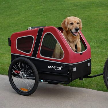 Doggyhut S-Line XL: велосипедно-колісний візок для собак, 2 в 1, до 45 кг, червоно-чорний