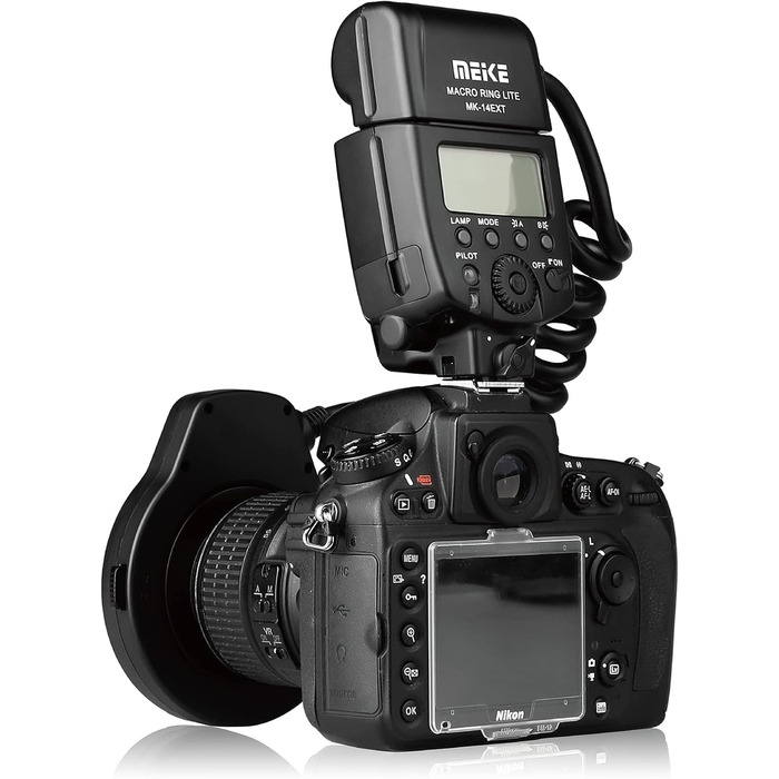 Makro спалах Meike MK-14EXT-N з LED AF Assist для камер Nikon (D5100, D3200, D3300, D5200, D90, D850, D3500)