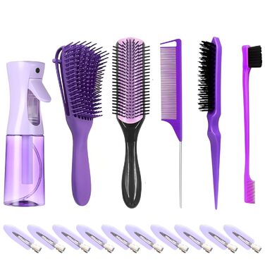 Набір гребінців та щіток WhaleO для волосся: щітка для локонів, пучок, розчісування, для кучерявого волосся, гребінець з ручкою, набір для створення зачісок, аксесуари для волосся