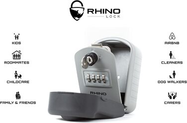 Сейф для ключів Rhino Lock Kombi настінний з кодовим замком та доступом за допомогою ключа - сірий (Pro)