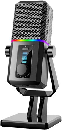 Мікрофон Facmogu HK2 для геймінгу та стрімінгу з RGB-підсвічуванням, USB, динамічний, для ПК, комп'ютера, Twitch, подкастів