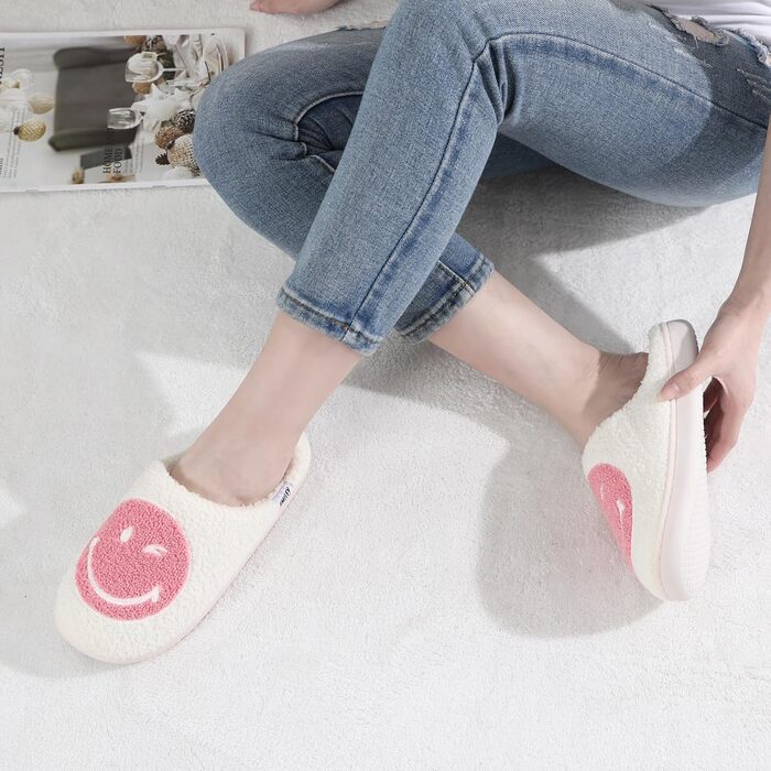 Тапочки домовик SMILEYWORLD® для жінок та чоловіків з меморі-піною, теплі, пухнасті, плюшеві, для дому, рожеві, білі, 38/39 EU