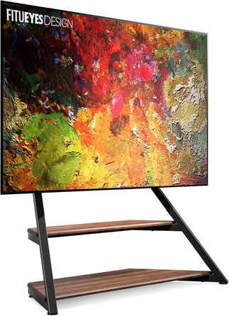 FITUEYES Modern TV Stand for 75-100 inch TVs - Adjustable Height, Swivel, Wood & Metal, Cable Management, VESA 800x600, Eiffel Series