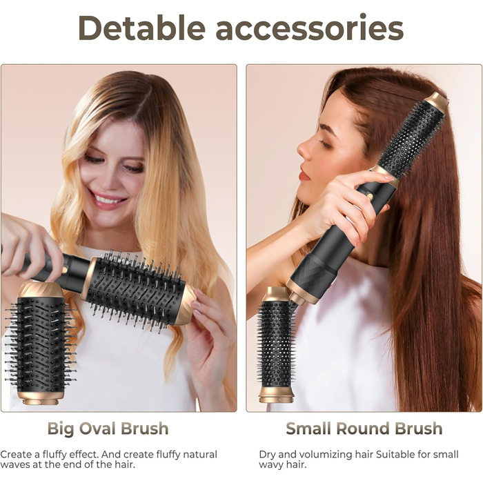 Набір для укладки волосся Pro Hairstyler 6 в 1: фен-щітка, стайлер, іонізація, 1000W, чорно-золотий