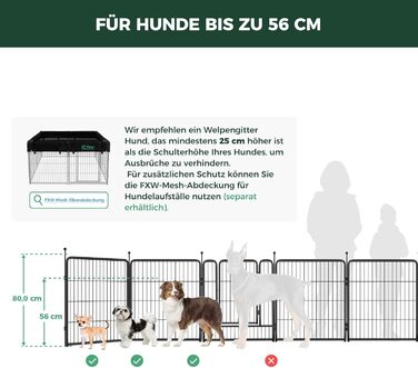 Вигул для собак FXW Rollick: 8 панелей, 80 см, для невеликих та середніх собак, для двору, кемпінгу│Чорний, патентований