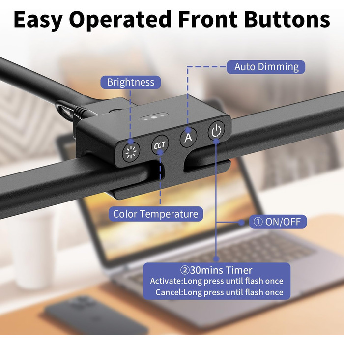 LED Desk Lamp with Adjustable Brightness, 1200 Lumens Dual Head Clamp-On for Home Office, Eye Protection Gooseneck Table Lamp, Monitor Light with 5 Color Temperature & Brightness Levels (Black Dual-Head Metal Base)
