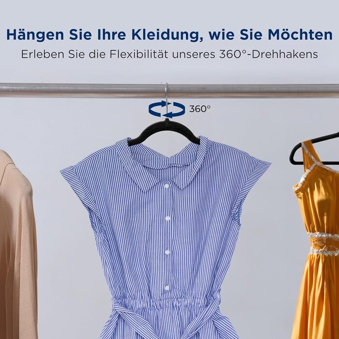 Серія з 10 вешалок для одягу SereneLife з оксамиту – економія місця, неслизькі, 360° обертання, для зберігання та організації одягу, 10 шт. (Чорний)