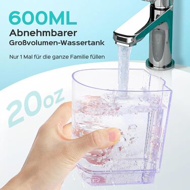 Електрична зубна душ COSLUS Munddusche Professional з 2 режимами та 12 рівнями тиску – 600 мл резервуар, 5 насадок – для сім'ї та ортодонтів