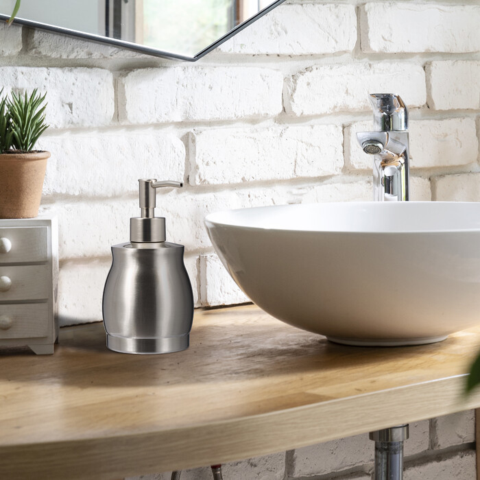 Relaxdays Stainless Steel Soap Dispenser, 390 ml