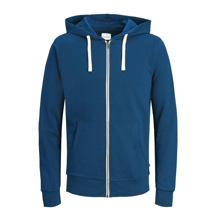 Чоловіча толстовка на блискавці з капюшоном Jack & Jones Jjeholmen Noos, синя (Insignia Blue), Regular Fit, розмір L