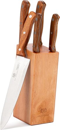 Набір ножів Karl Hausmann 5 предметів: ніжний блок, кухонні ножі з нержавіючої сталі, блок для ножів з пластику та щетиною