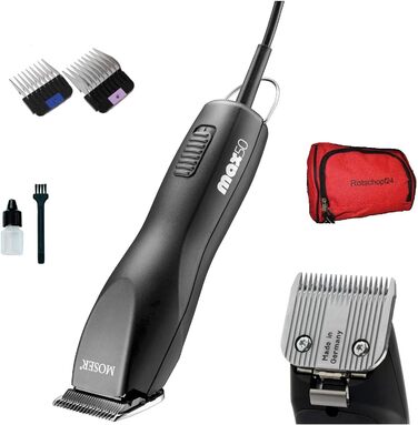 Професійна машинка для стрижки волосся Wahl Max 50+ Moser Rotschopf24 Edition з 2 металевими насадками та сумкою Rotschopf24. Краща за Moser Max 45+50!