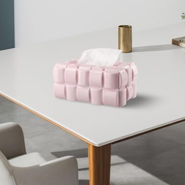 Carpango Tissue Box Holder, Multifunctional Waffle Tissue Box, Dispenser, Napkin Cover for Home, Office, Restaurant (Pink, Stylish, Rectangular, PET)