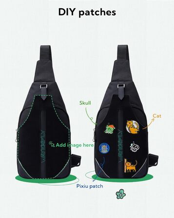 Сумка через плече WATERFLY Anti-Diebstahl для жінок та чоловіків, чорна (M)
