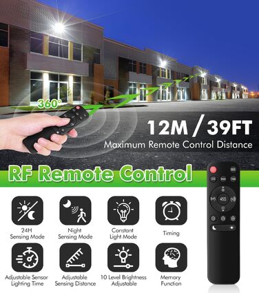 CLY 60W LED Floodlight with Motion Sensor, Remote Control, 5640LM, 6500K Cool White, IP66 Waterproof Outdoor Floodlight with Sensor, 4 Modes, 10 Brightness Levels, Spotlight for Garage, Garden, Yard