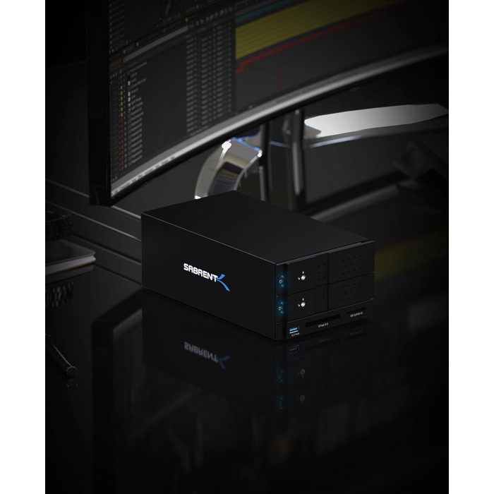 SABRENT Док-станція для жорстких дисків 2 відсіки USB A/C з RAID, SATA SSD/HDD, 2.5/3.5 дюймів, 5Gbps, підтримка 10TB