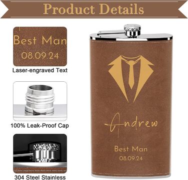 Набір фляг з гравіюванням гір, фляга з нержавіючої сталі 8oz/237ml, персоналізований подарунок на день народження, персоналізовані подарунки для чоловіків, кемперів, мандрівників (сірий) (Braun-design 5, 355ml/12oz)