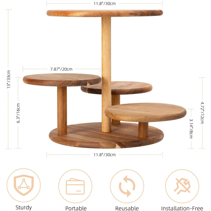 Дерев'яний етажерка/стійка для тортів та капкейків E-ROOM TREND | 4 яруси | для вечірок, дня народження, дитячого свята