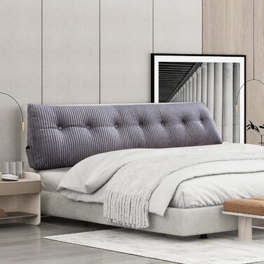 Підпорука для спини SLIGUY: трикутна подушка для ліжка, дивана, читання (120 x 50 x 20 см, сірий)