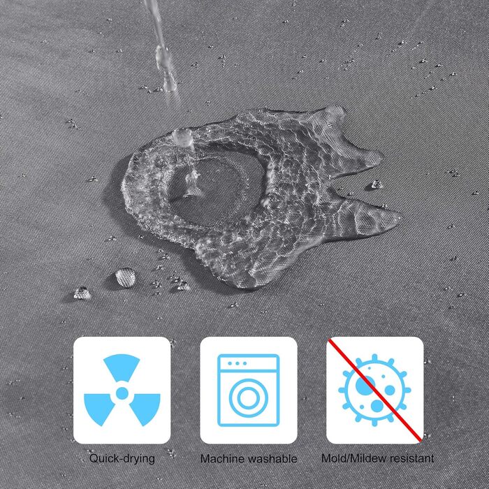 Шторка для душу DUFU, водовідштовхувальна, миється | Швидковисихаюча поліестер, 12 гачків | Напівпрозора захисна шторка для ванни (180x200 см, Темно-сірий)