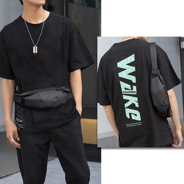 Чоловіча/жіноча поясна сумка-рюкзак на пояс, водонепроникна, чорна. Підходить для спорту, подорожей, фітнесу, велоїзди та кемпінгу.