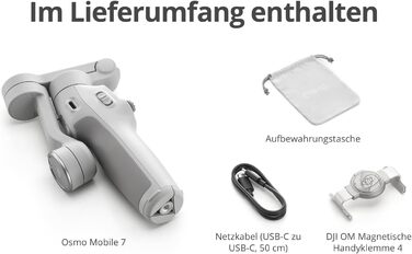 DJI Osmo Mobile 7 - Стабілізатор для смартфона з інтегрованим штативом, 3-осьовий, ActiveTrack 7.0, ShotGuides, 10 годин роботи