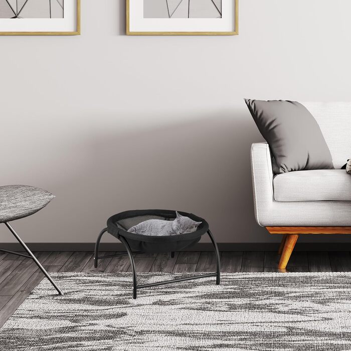 Крісло-гамак для котів Relaxdays, чорне, на стійці, 42 x 44 x 25 см