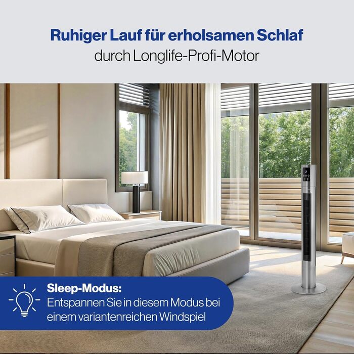 Турбовентилятор ProfiCare® з поворотом | Тихий вентилятор | 3 швидкості | з пультом дистанційного керування | підлоговий вентилятор 105см | дуже тихий | PC TVL 3068 (Modern)