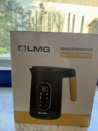 Електричний чайник з регулюванням температури 1.7л, 2200W, чорний, з дерев'яною обробкою