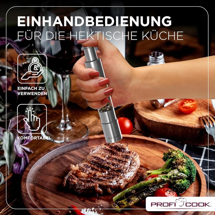 Набір для солі та перцю ProfiCook® PSM 1160: 2 шт., з механічним млином, з нержавіючої сталі