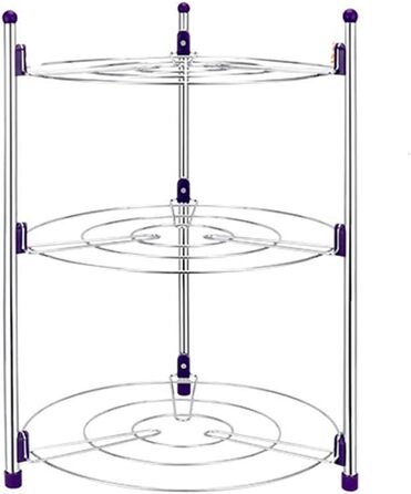 Usmascot Pot Rack, 3-Tier Kitchen Storage Shelf for Pots, Pot Lids Storage Rack, High-Quality Chrome-Plated Stainless Steel Stand (3-Tier)