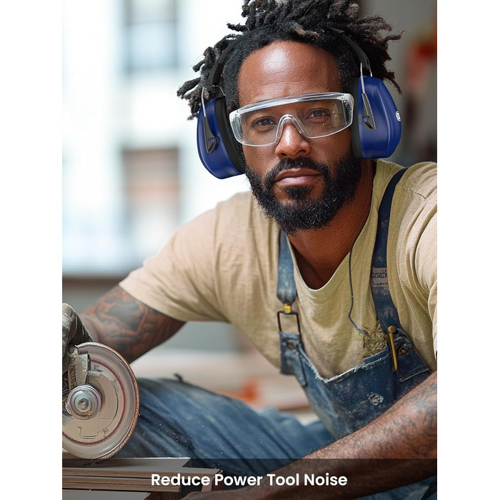 Навушники для захисту від шуму Dr.meter SNR 31dB, капсульні, регульовані, комфортні для дорослих, складаються, для будівельних робіт, саду та городу (темно-синій)