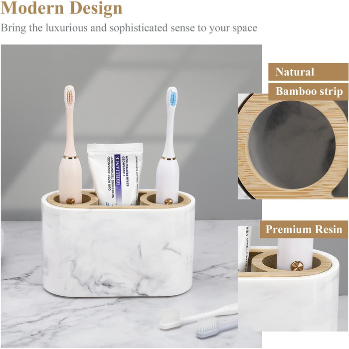 Тримач для зубних щіток Shinowa з 3 відсіками, електричний, з піддоном для води, органайзер для ванної кімнати, білий