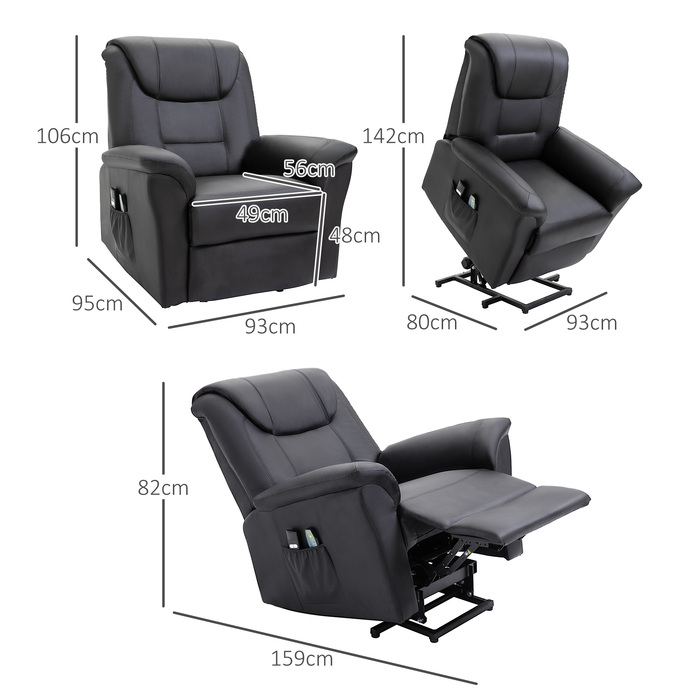 HOMCOM Recliner Chair with Rise Function, Electric Massage Chair with Heating Function, Adjustable, TV Chair with Remote Control