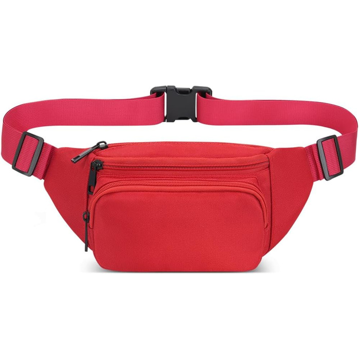 Сумка на пояс для чоловіків та жінок, спортивна, на стегно, бананка для подорожей, прогулянок з собакою та активного відпочинку (червона)