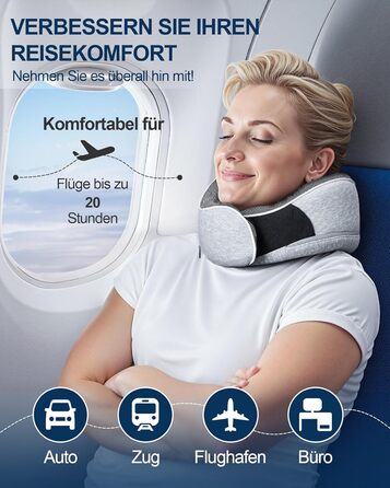 Подушка для шиї у подорожах: ортопедична, з memory foam, для дорослих та дітей, з маскою для сну та навушниками, якісний чохол