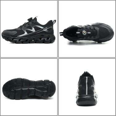 Черевики безпеки унісекс, легкі, спортивні, дихаючі, шнурки/крутильний замок, сталевий підносок, антиковзаючі, 43 EU, чорні