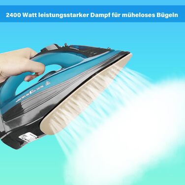 Пароочищувач для одягу бездротовий 2400W з керамічною підошвою, вертикальне прасування, функція Steam Iron Blau2