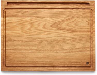 Edelding Cutting and Serving Board made of high-quality oak, 40 x 30 cm in size, with a juice groove and tablet holder | Antibacterial kitchen board | Serving board, breakfast board, solid wood board
