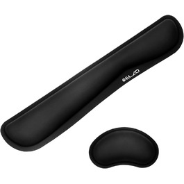 Підставка для зап'ястя ELZO для клавіатури з Memory Foam, ергономічна, для ПК, ноутбука (Чорний, PU)