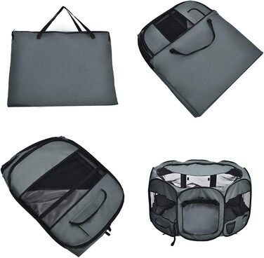 Amazon Basics Octagon Portable Pet Playpen - 114cm Grey