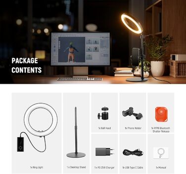 NEEWER Кольцеве світло 80 см 18 Вт з штативом та тримачем для телефону, для iPhone, стрімінгу, відеоконференцій, Zoom, RH8B