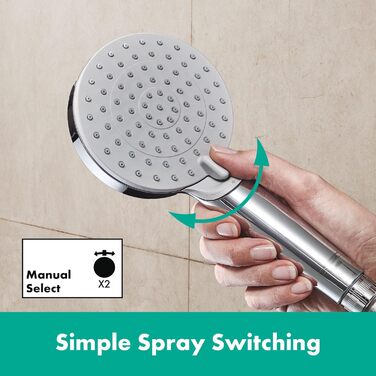 Hansgrohe Vernis Blend Shower Set, water-saving showerhead with shower hose and shower rail 0.65m, handheld shower with 2 spray patterns, chrome