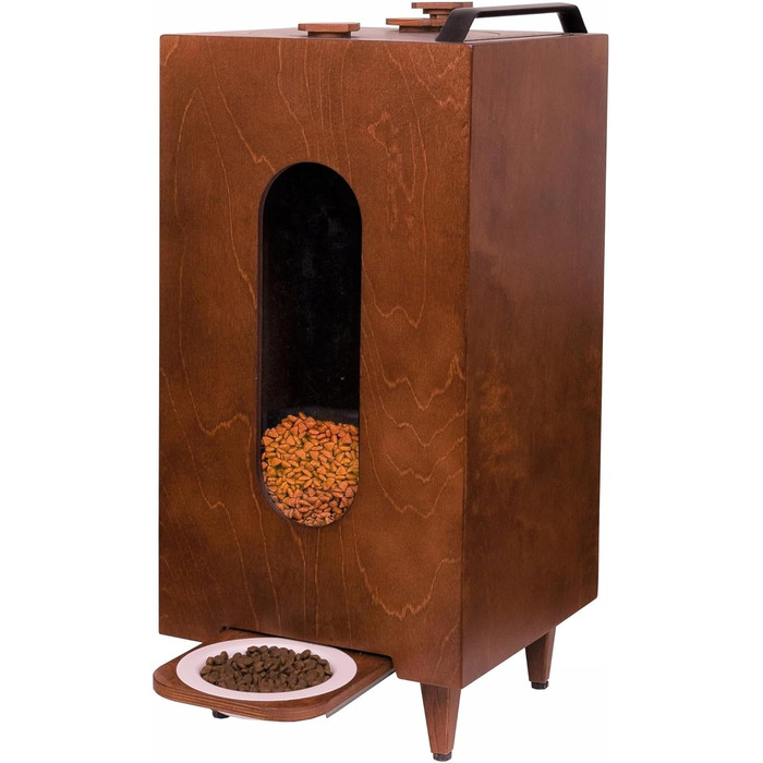 Автоматичний годівниця для котів та собак QLS, 20л, з мискою, 60 x 30 x 30 см, коричнева