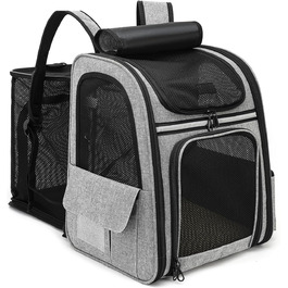 Рюкзак для кота/собаки Dogat, сірий, дихаючий, з сіткою, розкладний, для подорожей