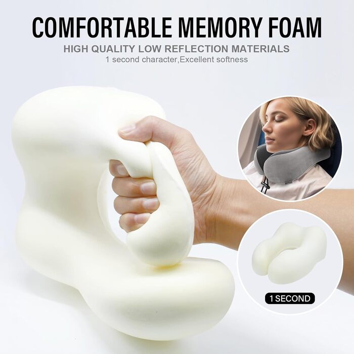 Подушка для шиї Sender Reisekissen з Memory Foam - зручна для подорожей літаком, потягом, авто. Сірого кольору.