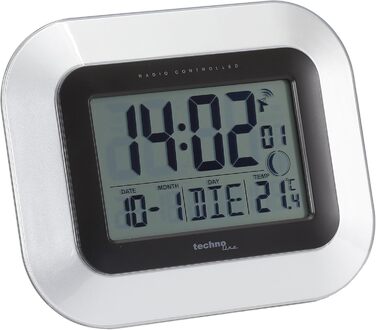 Technoline WS 8016 Modern Digital Radio Wall Clock with Temperature Display, Plastic, White, 225 x 143 x 24 mm WS8016WEISS (White, Bundle with Radio Wall Clock)