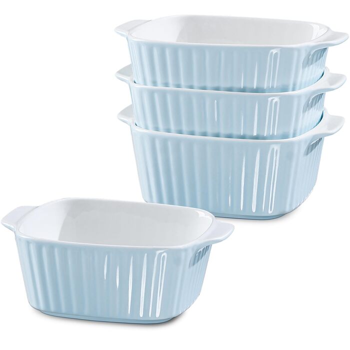 Набір форм для запікання NUTRIUPS 400мл, 4 шт., кераміка, 14.5 x 11.5 x 5.5 см, блакитний