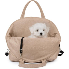 Чохол-переноска для собак та котів Petsen 3в1 – автокрісло, переноска, сумка – ручної роботи в ЄС – миється, з подушкою (Бежевий)