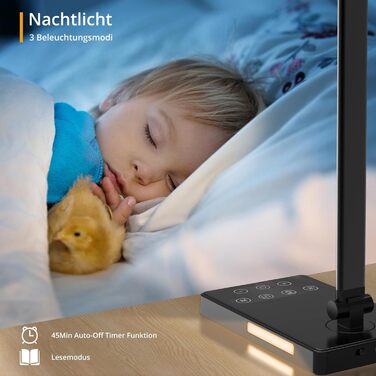 iVict LED лампа для столу з регульованими Swing Arms, 5 режимів, сенсорне керування, таймер, USB-порт, пам'ять, для дітей, білий колір